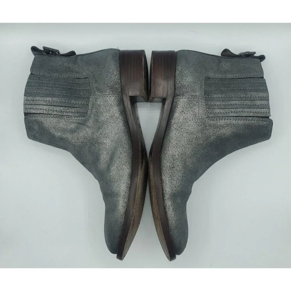 Tory Burch Wade Chelsea Gray Silver Shimmer Leather Ankle Boot Women's 9M /40